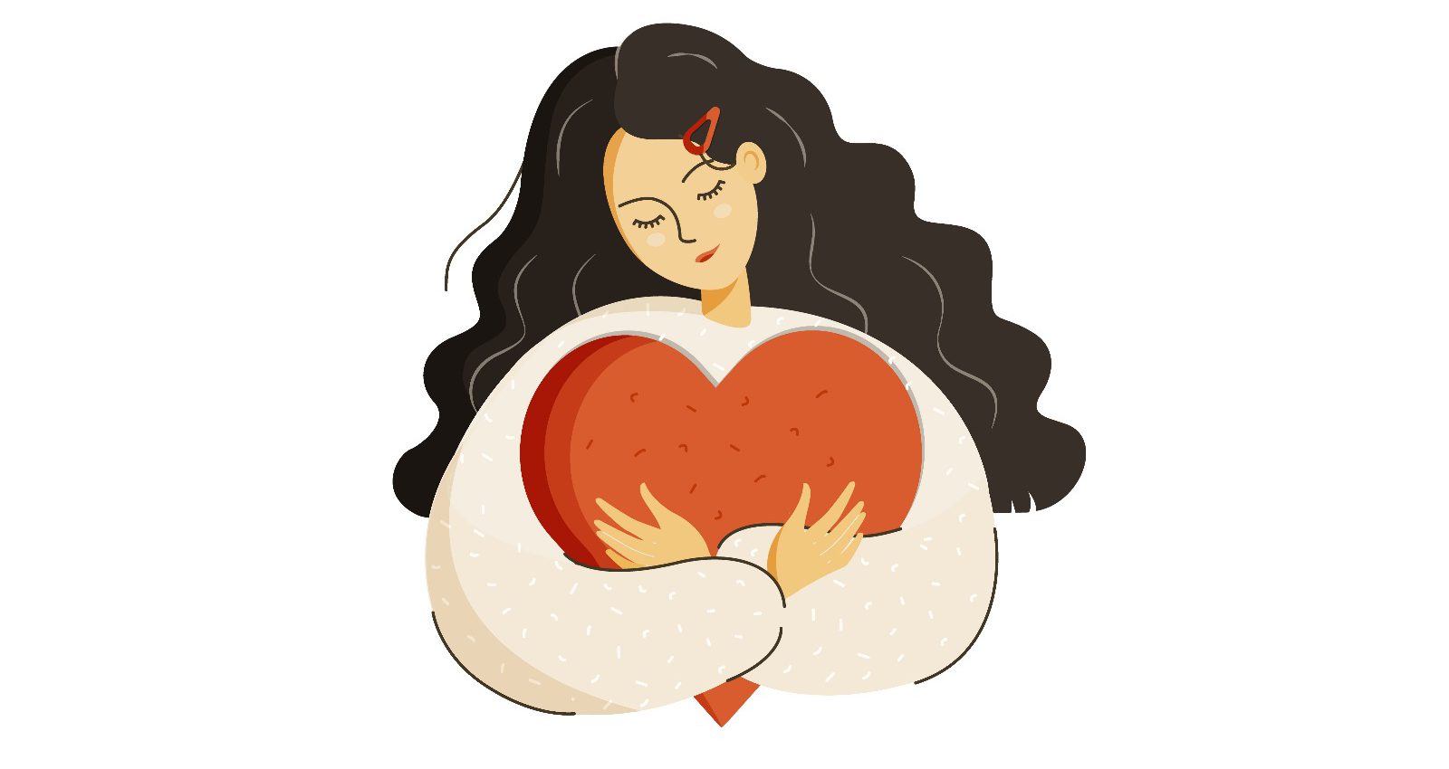 אישה מחבקת לב